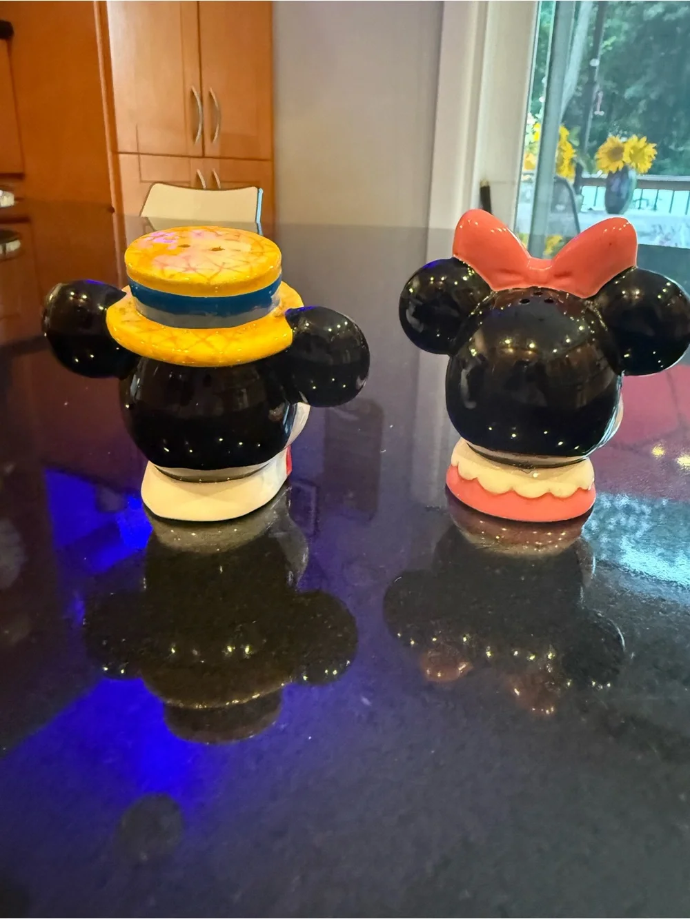 Mickey & Minnie Ceramic Salt & Pepper shakers - Pink & Yellow Accents